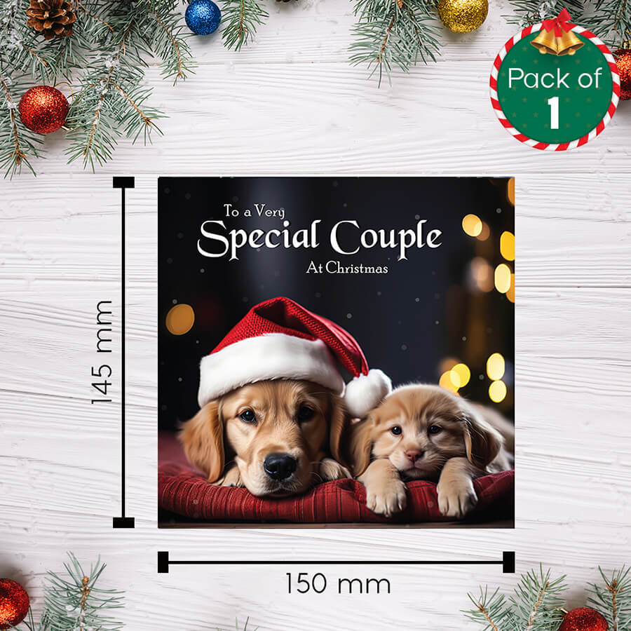Christmas card for dog lovers/ Special couple holiday card/ Dogthemed