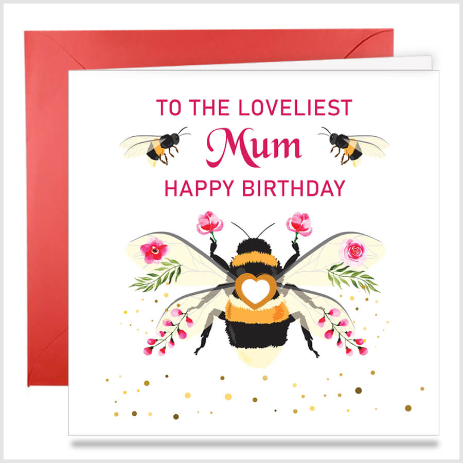 Charming Honey Bee Happy Birthday Card for Mom