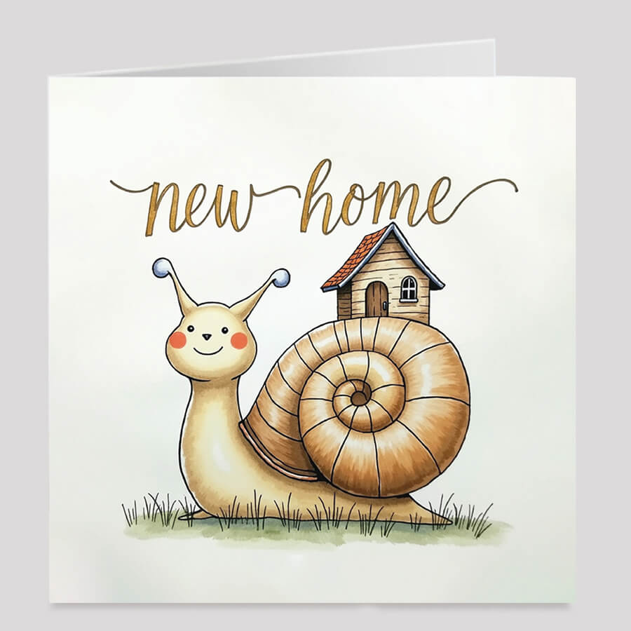 New House Card with Snail Illustration