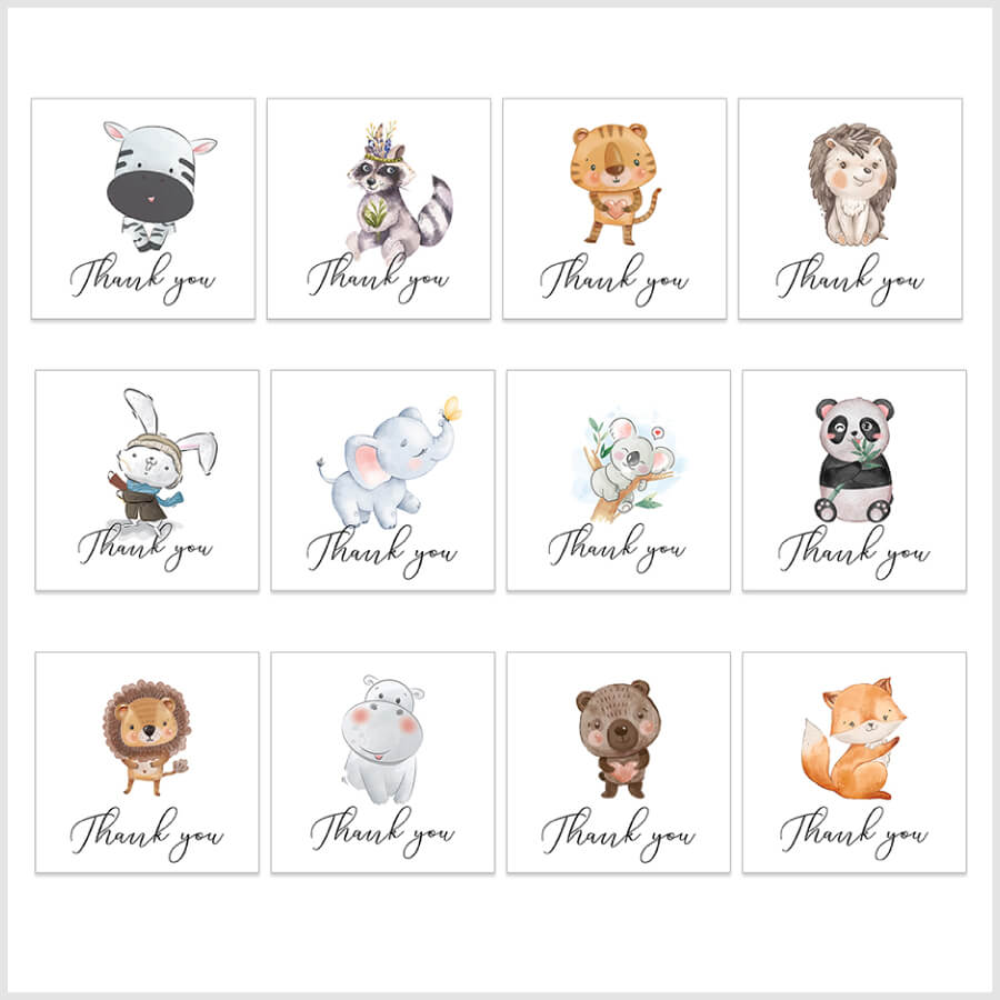 Animal-Themed Thank You Cards