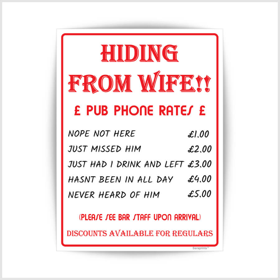 Hiding From Wife Bar Sign Sticker