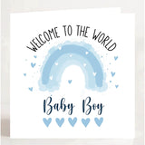 Welcome to the World Boy Card - Blue Rainbow