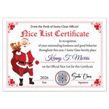 Personalised Santa Nice List Certificate for Kids
