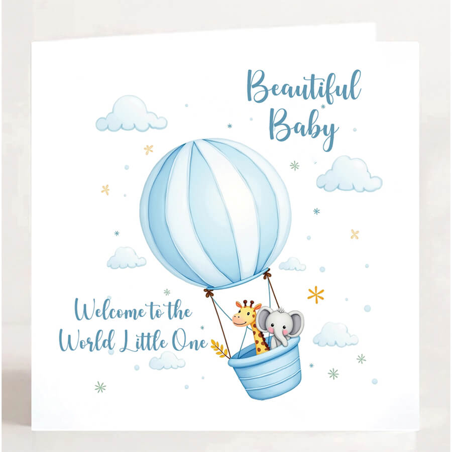 Welcome Baby Boy Balloon Animal Greeting Card