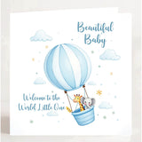 Welcome Baby Boy Balloon Animal Greeting Card