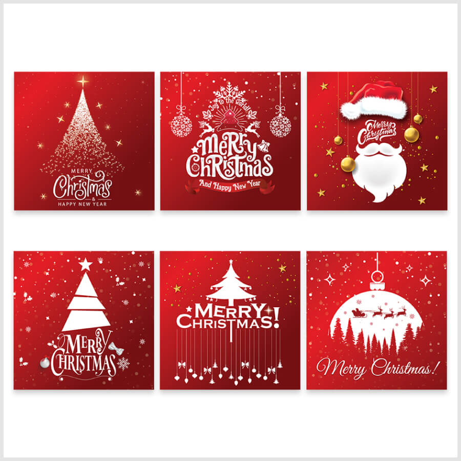 Festive red Xmas greeting card