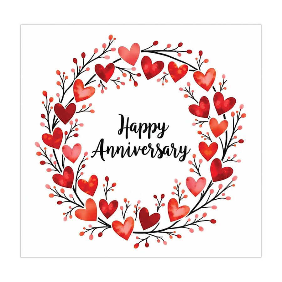 Red Hearts Happy Anniversary Card