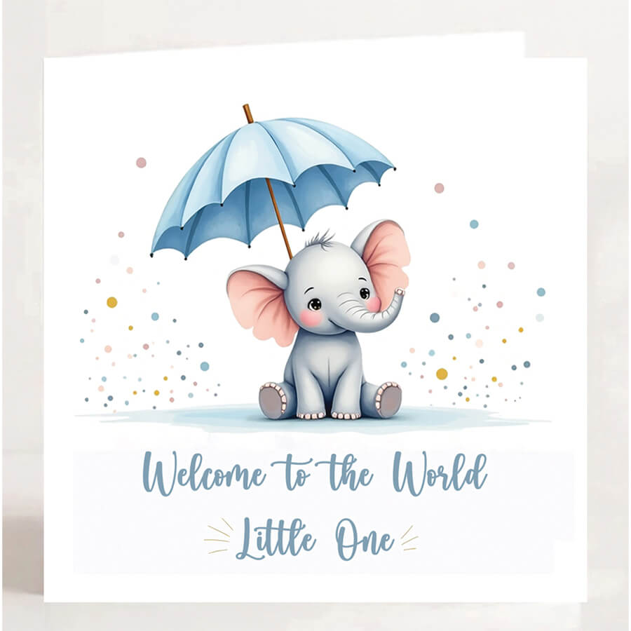 welcome baby boy card elephant design