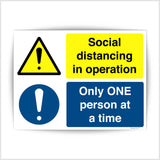 Social Distancing in Operation & Only One Person At a Time Sign Sticker