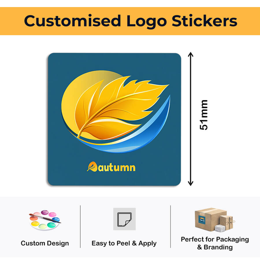 White vinyl square logo labels
