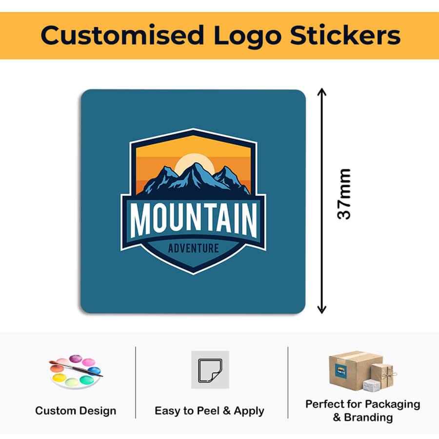 logo stickers on white vinyl
