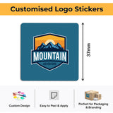 logo stickers on white vinyl