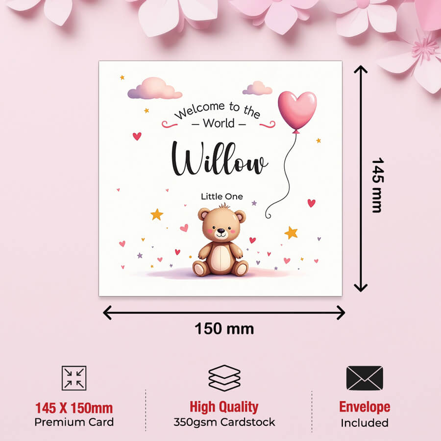 Personalised baby girl card
