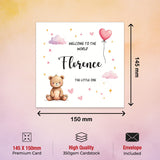 welcome baby girl card FSC certified