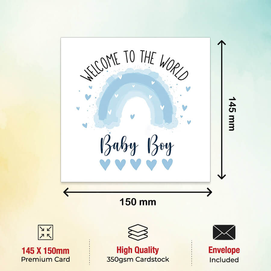 Welcome to the World Boy Card - Blue Rainbow