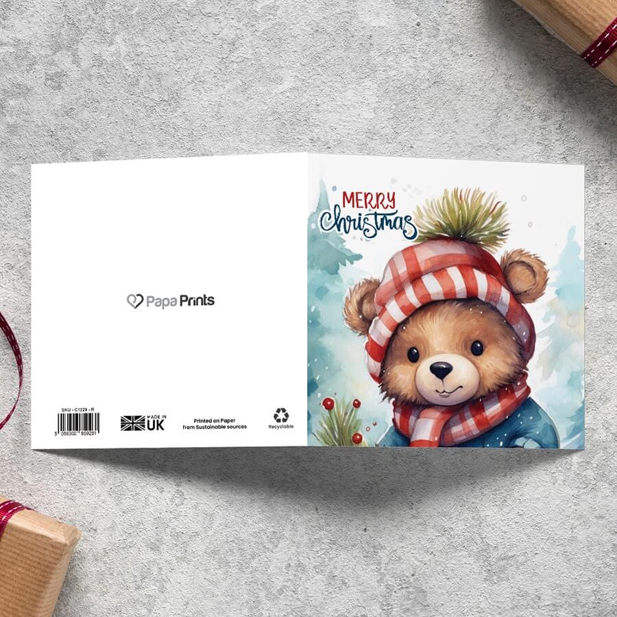 Festive bear Christmas card set