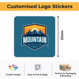 Personalised square white vinyl logo stickers