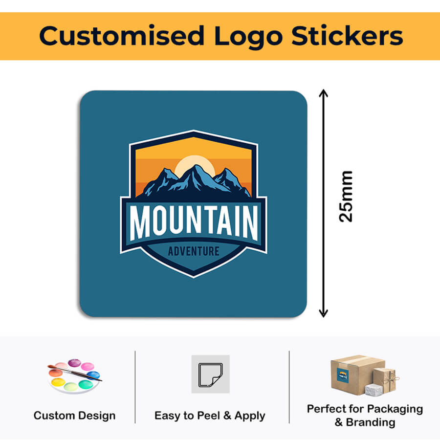 Personalised square white vinyl logo stickers