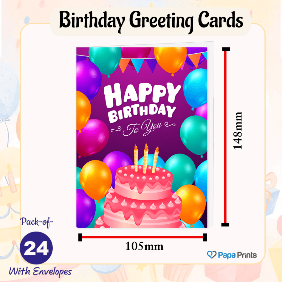 Vibrant A6 Birthday Cards - Pack of 12 & 24