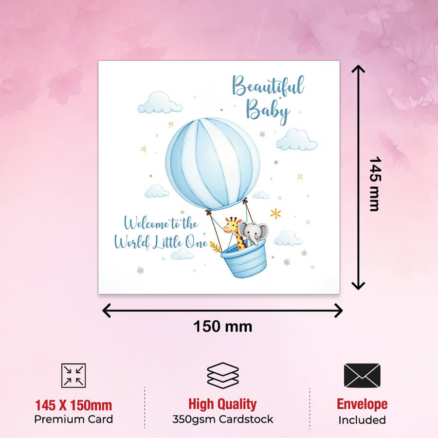 New Baby Boy Balloon Animal Card