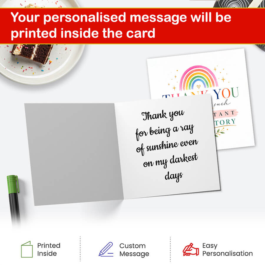 Rainbow Teacher Thank You Card for End of Term Gifts