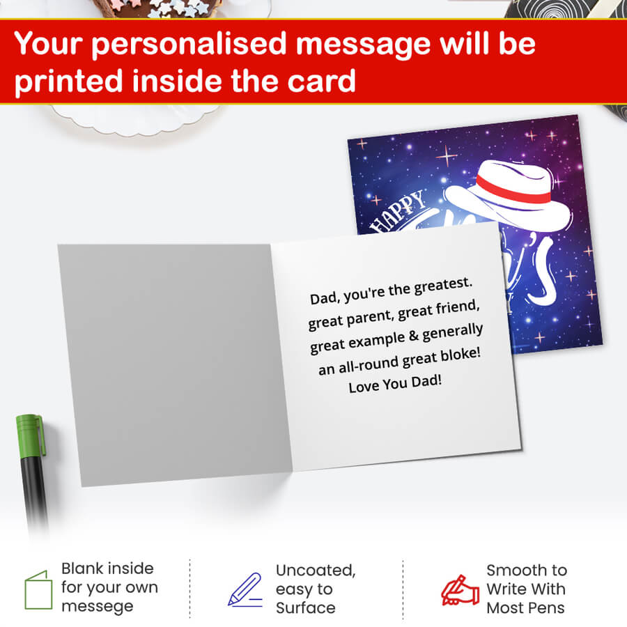 Best dad Father’s Day card with personalised printed text inside