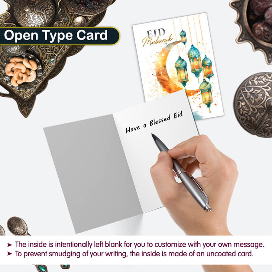 Eid Mubarak Cards - Pack of 12 - Islamic Eid Card UK