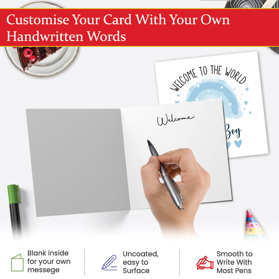 Welcome to the World Boy Card - Blue Rainbow