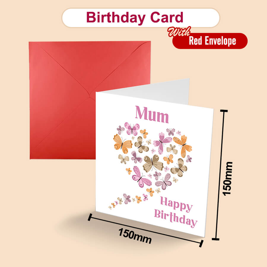 Whimsical Wings: Butterfly Heart Birthday Greeting Card for Mum
