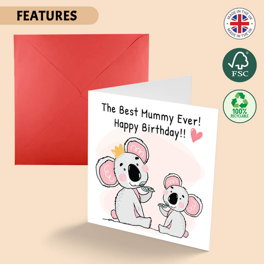 Cute Koala Wishes the Best Mum Ever - Happy Birthday Greeting Cards