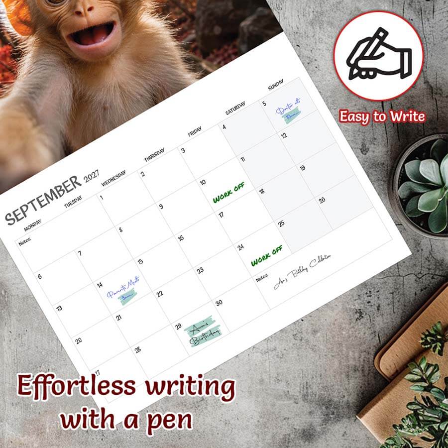 Funny Animal Selfies Calendar 2027 - 12 Months - A3