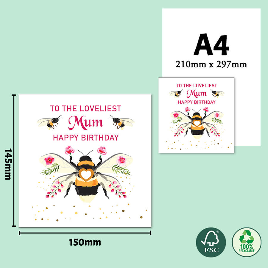 Charming Honey Bee Happy Birthday Card for Mom