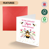 Charming Honey Bee Happy Birthday Card for Mom