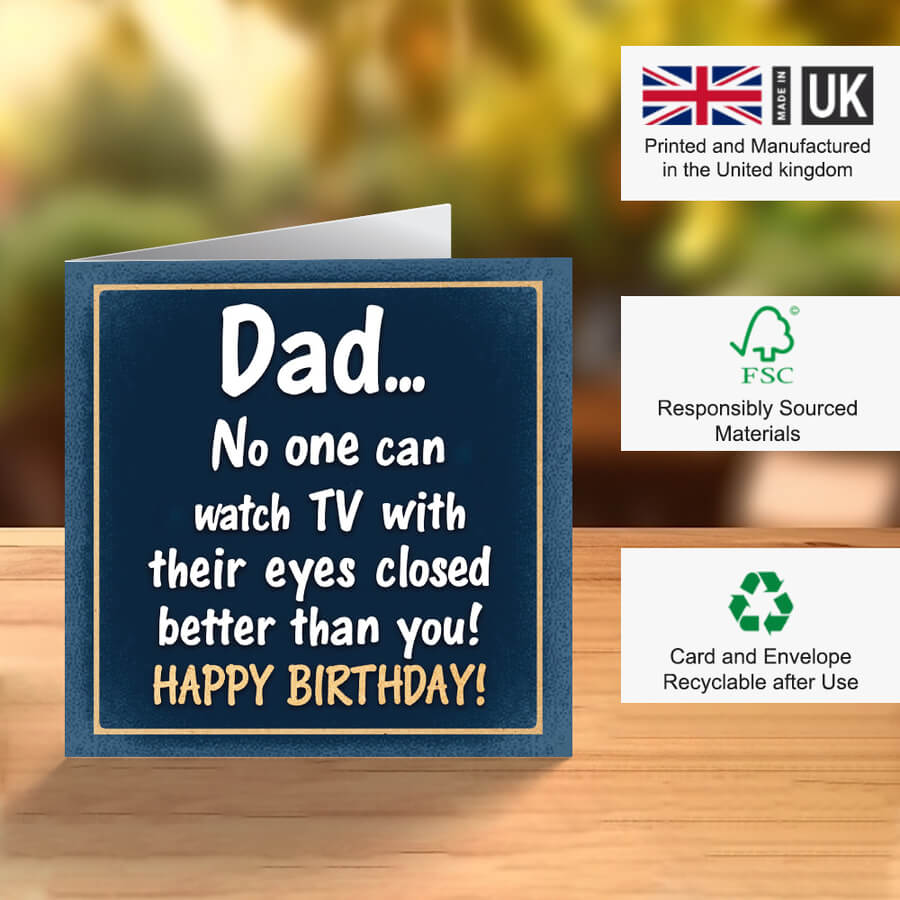 Premium Happy Birthday Dad card blank inside with envelope included