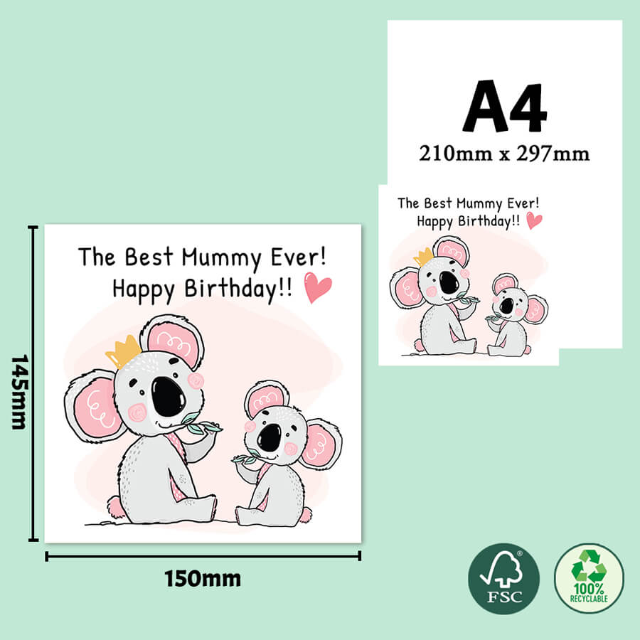 Cute Koala Wishes the Best Mum Ever - Happy Birthday Greeting Cards