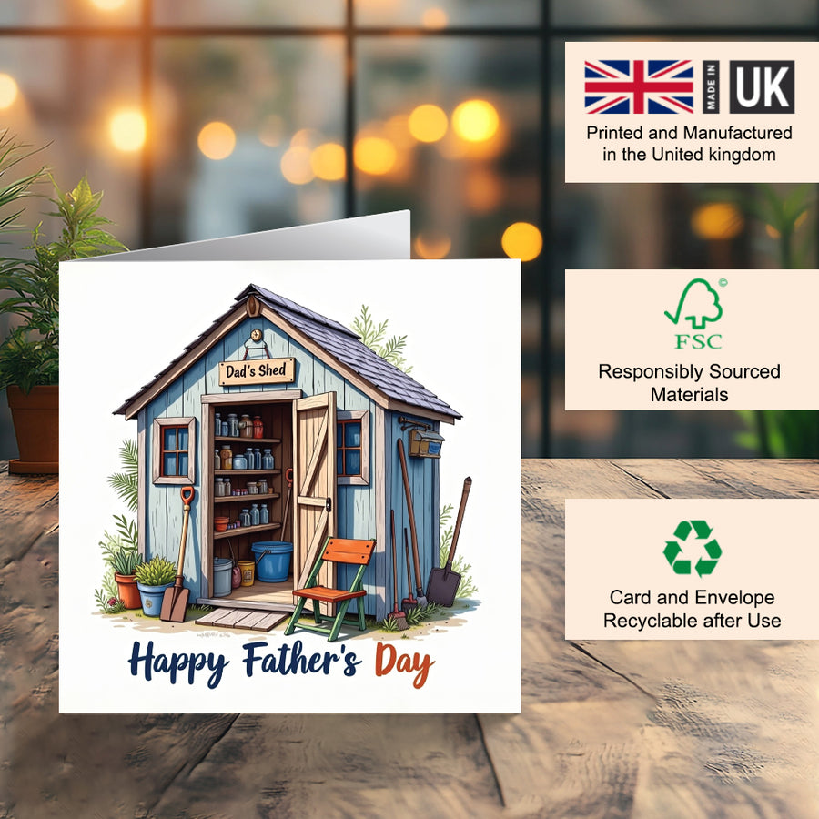 Father’s Day card shed design for dad blank inside
