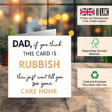 Humour greeting card for dad, perfect for Father’s Day and birthday celebrations