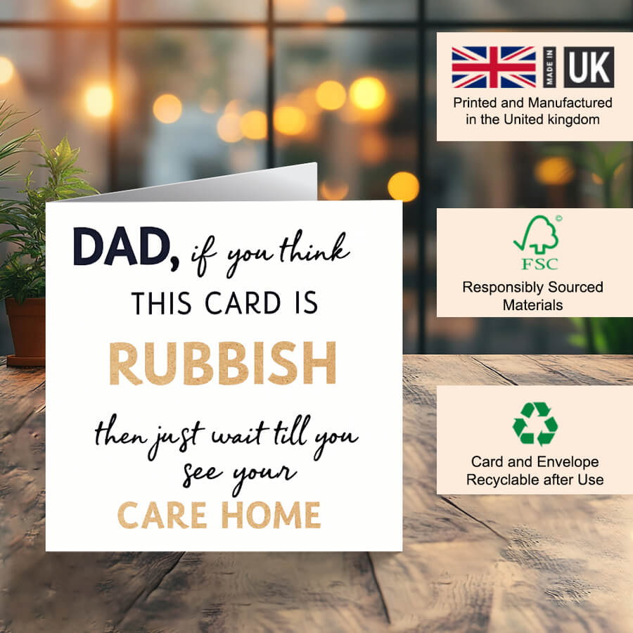 Humour greeting card for dad, perfect for Father’s Day and birthday celebrations