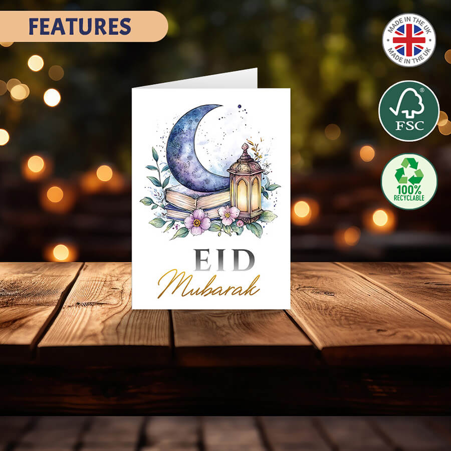 Eid Mubarak Cards - Pack of 12 - Islamic Eid Card UK