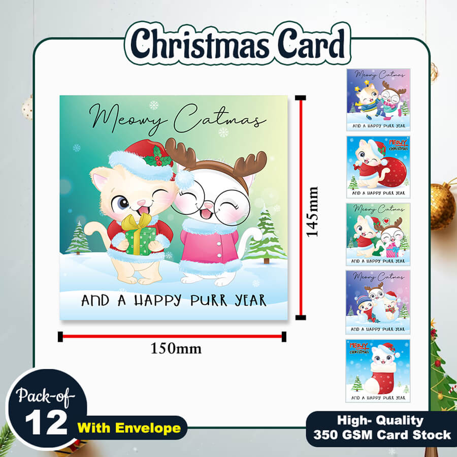 Cute Couple Cat Christmas Card