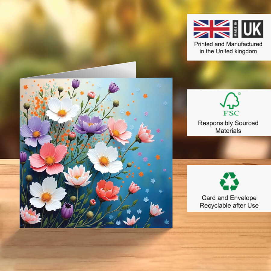 Colorful Flowers on Premium Greeting Card
