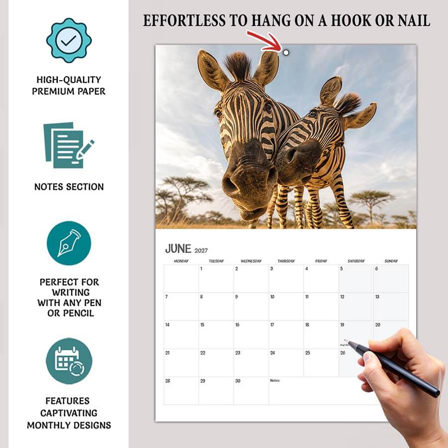 Funny Animal Selfies Calendar 2027 - 12 Months - A3
