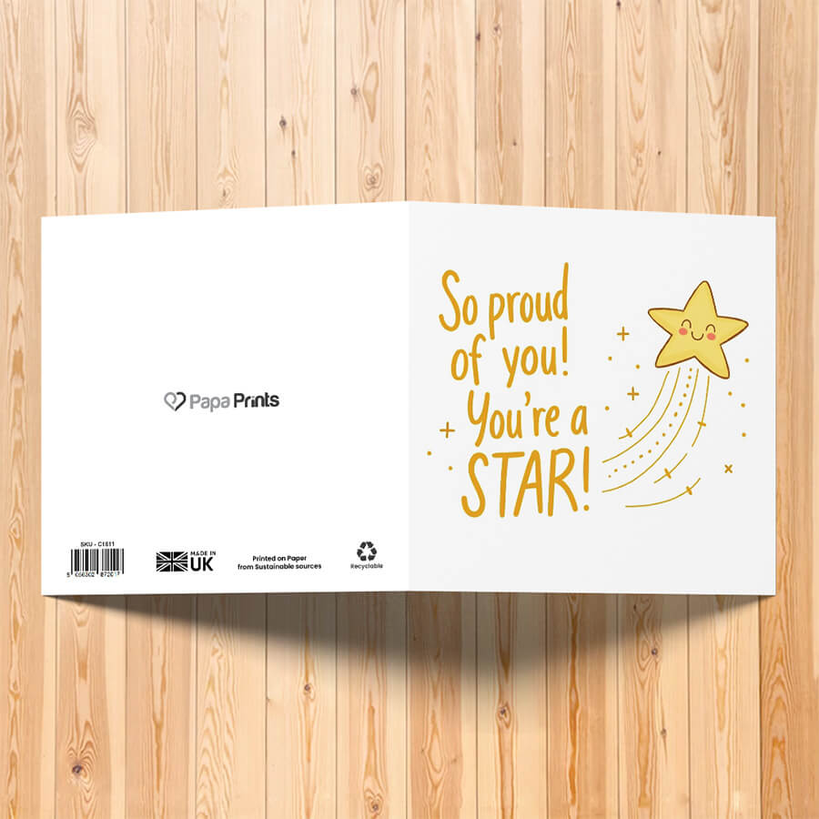 Proud of you card for achievements graduation or exam success