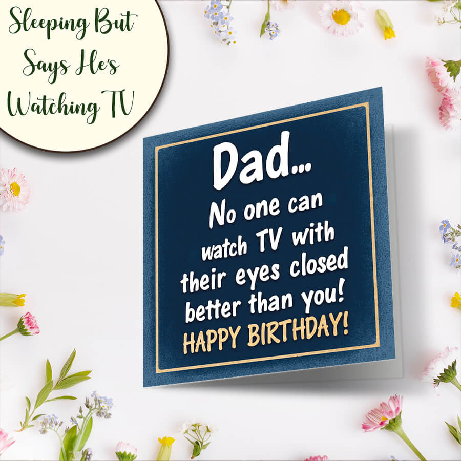 Humorous dad birthday card UK design with funny printed message