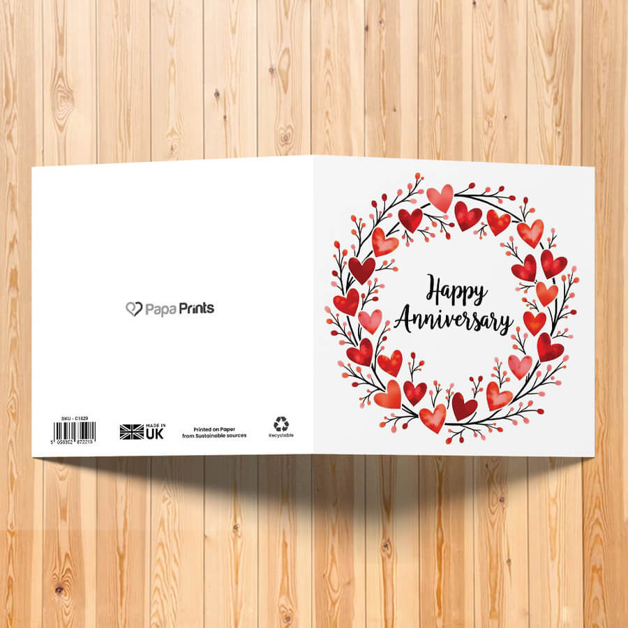 romantic red hearts anniversary card UK