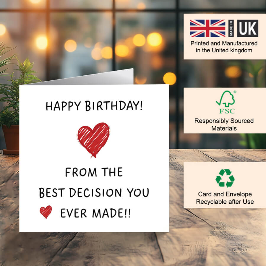 Humorous Birthday Card for Husband or Wife