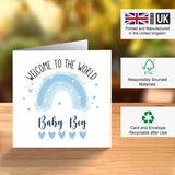 Welcome to the World Boy Card - Blue Rainbow