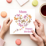 Whimsical Wings: Butterfly Heart Birthday Greeting Card for Mum