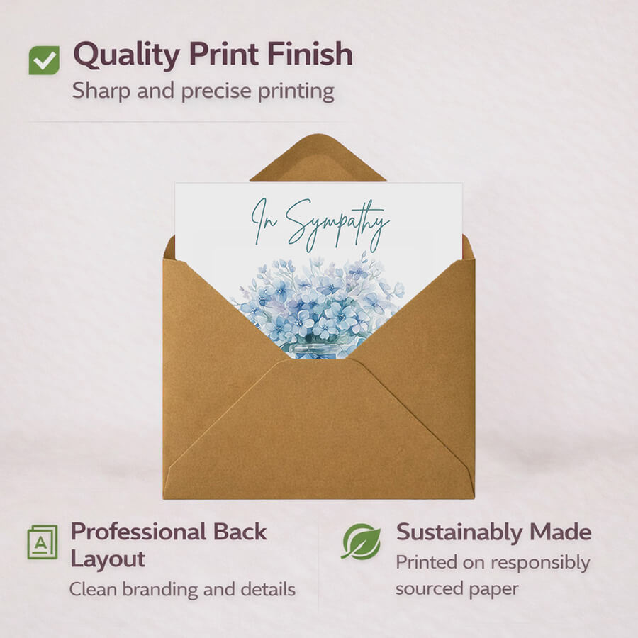 Sympathy Card with Blue Floral Jar Design