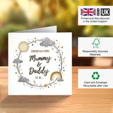 Baby shower card saying congratulations to mummy and daddy to be